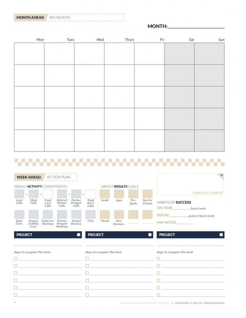 Impact Coaching Monthly Page